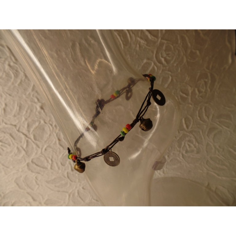 Bracelet de cheville rasta/chocolat sapèques 