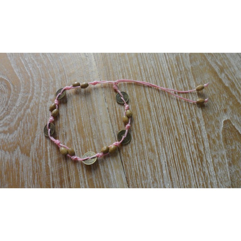 Bracelet rose pâle sapèques et perles