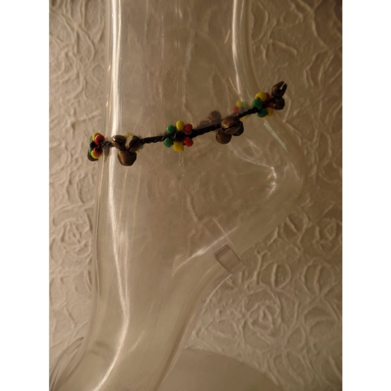 Bracelet cheville rasta 3 grelots 