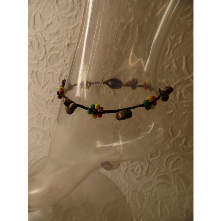 Bracelet cheville rasta 3 grelots 