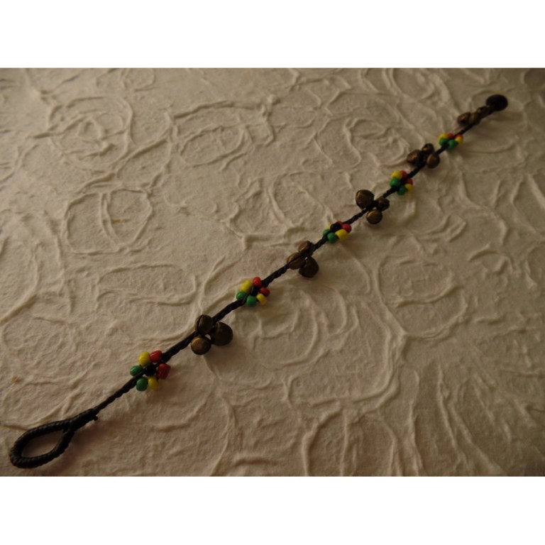 Bracelet cheville rasta 3 grelots 