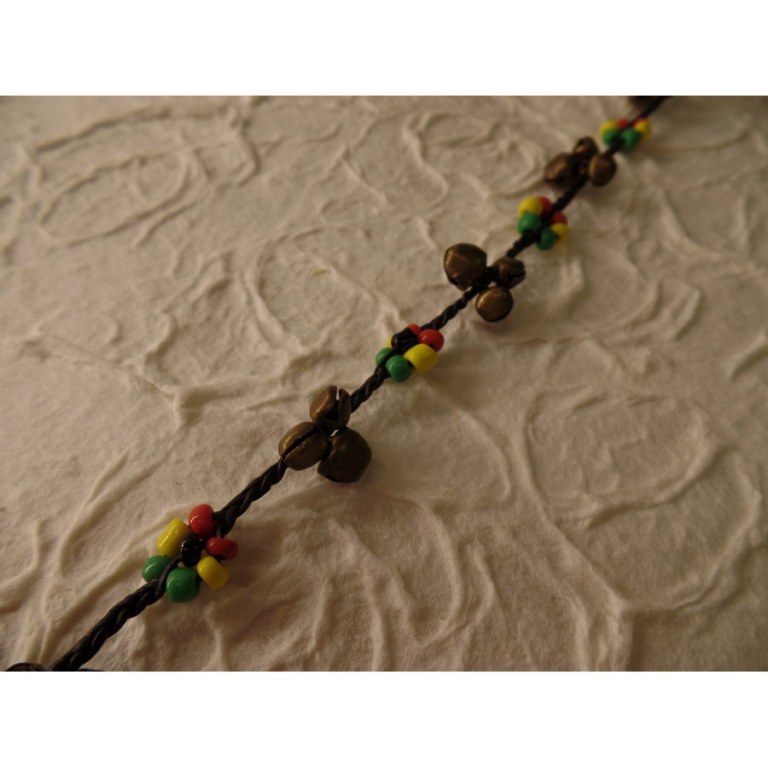 Bracelet cheville rasta 3 grelots 