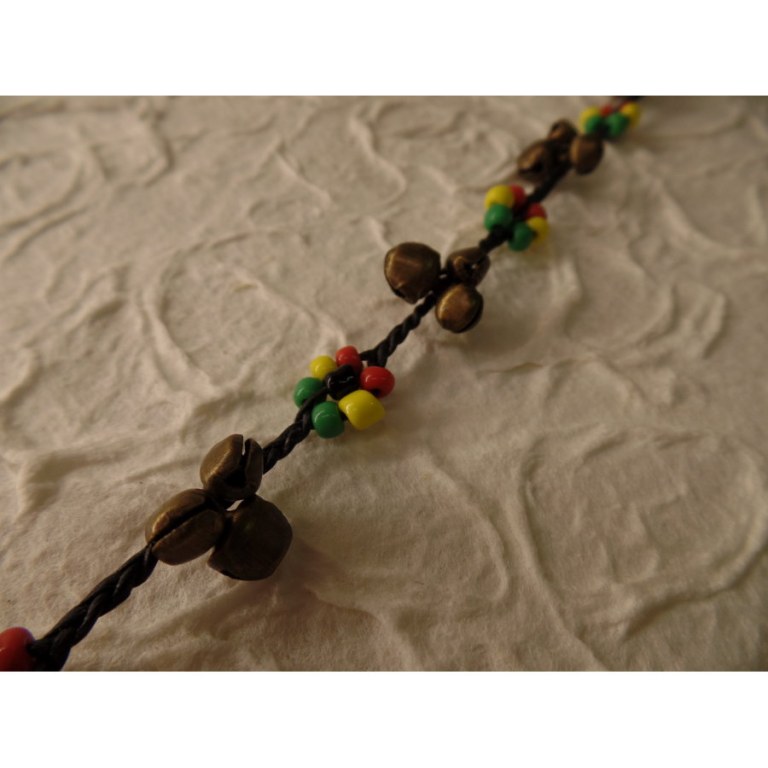 Bracelet cheville rasta 3 grelots 