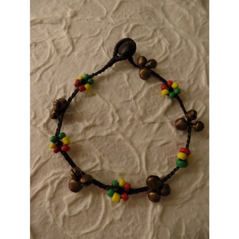 Bracelet cheville rasta 3 grelots 