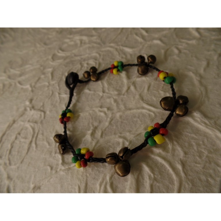 Bracelet cheville rasta 3 grelots 