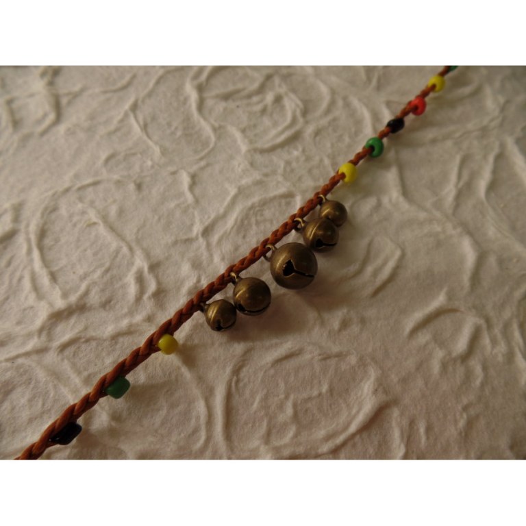 Bracelet cheville clochettes marron