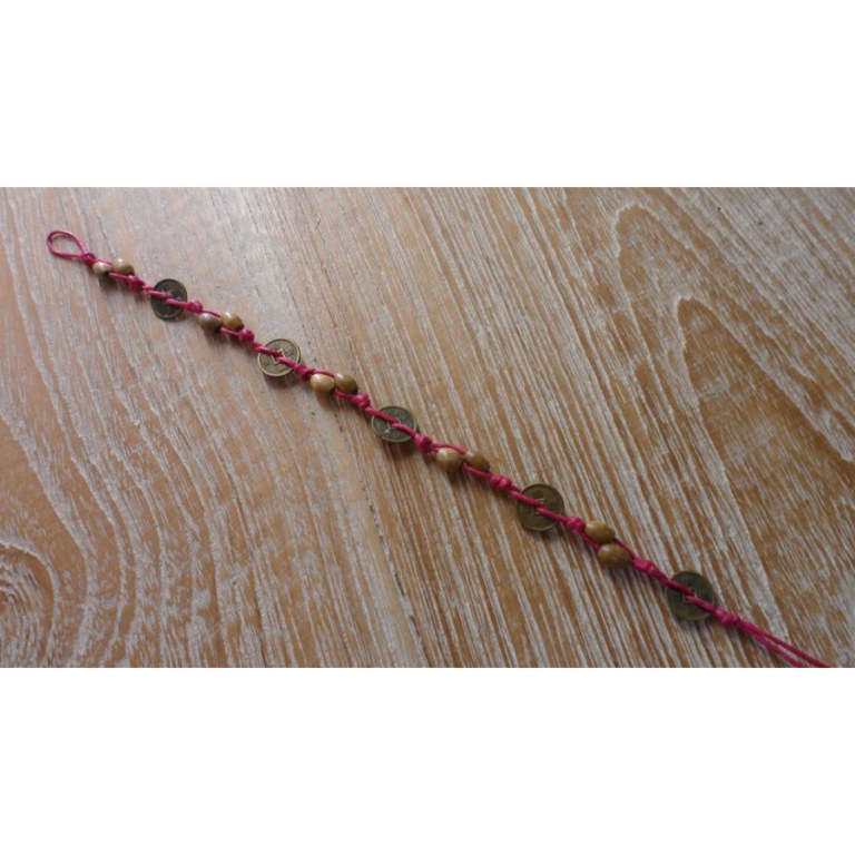 Bracelet rose sapèques et perles