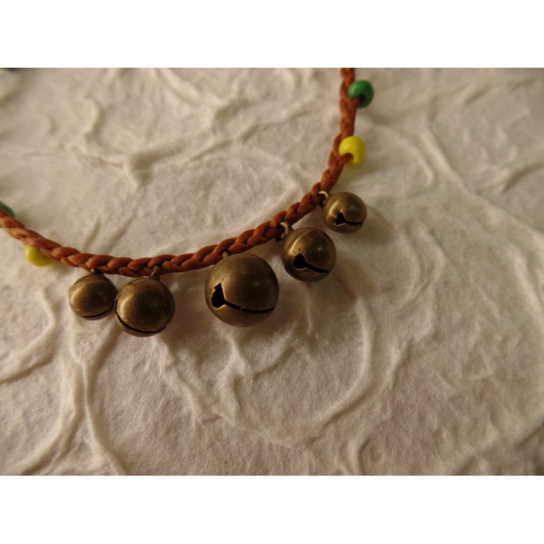 Bracelet cheville clochettes marron