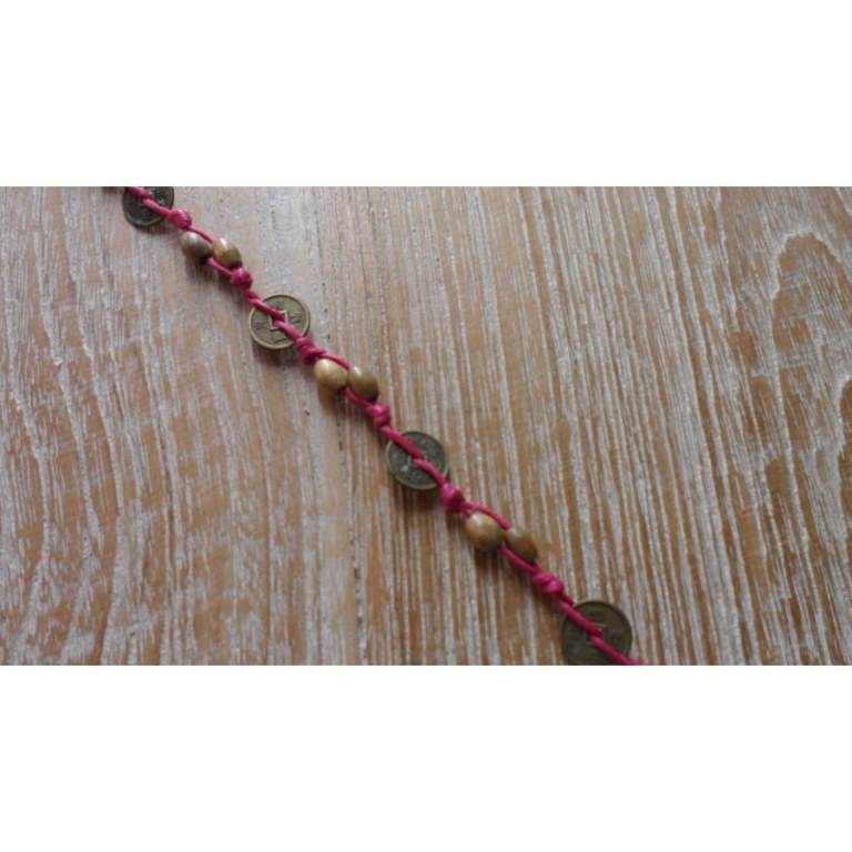 Bracelet rose sapèques et perles