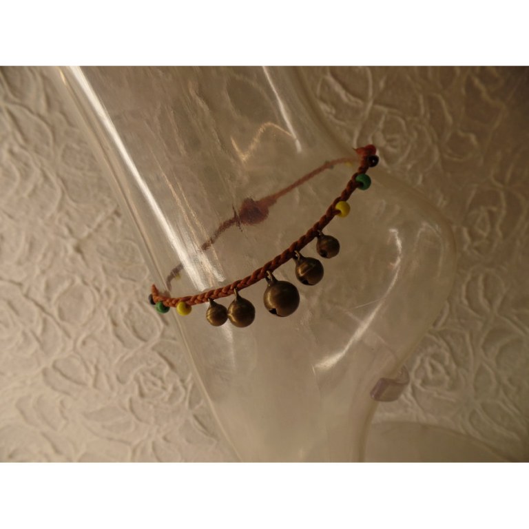 Bracelet cheville clochettes marron