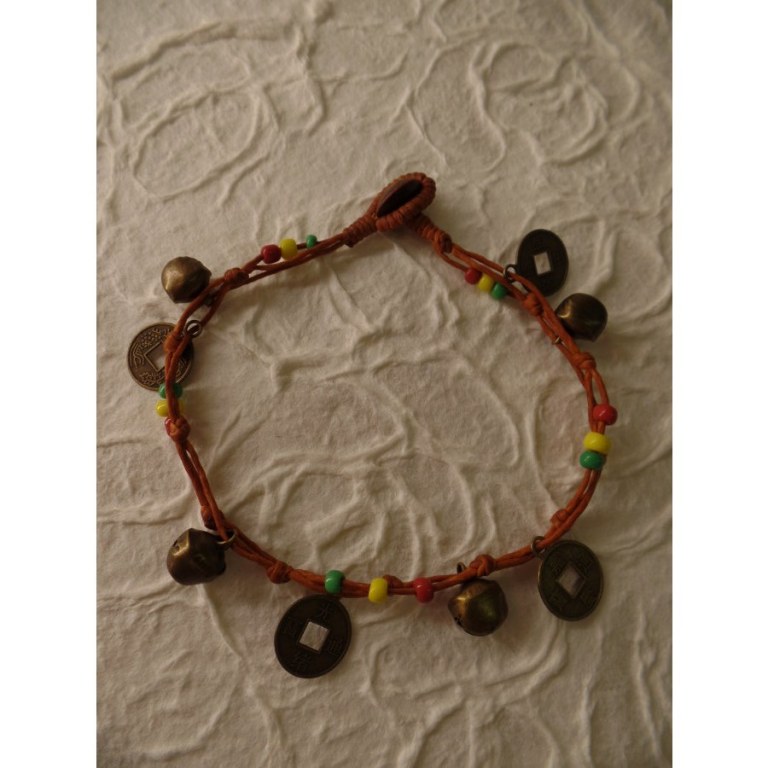 Bracelet de cheville rasta/chamois sapèques 