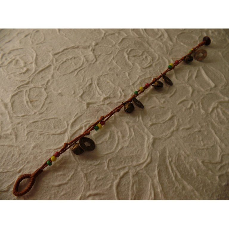 Bracelet de cheville rasta/chamois sapèques 