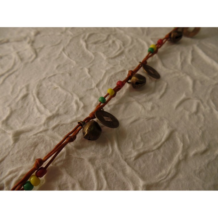 Bracelet de cheville rasta/chamois sapèques 