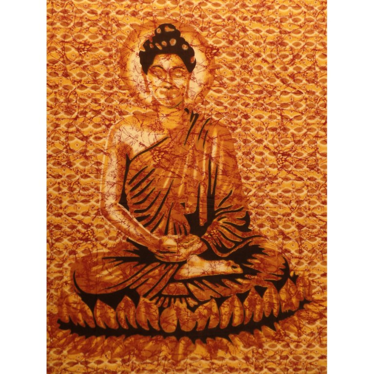 Tenture Buddha zen brun orangé marbré