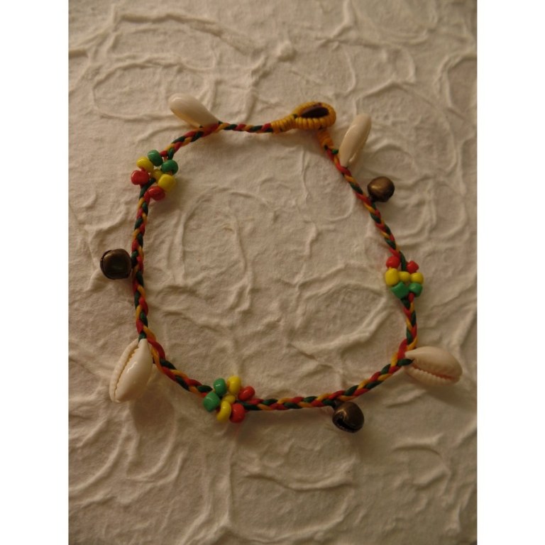 Bracelet cheville shell rasta jaune