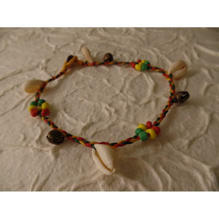 Bracelet cheville shell rasta jaune