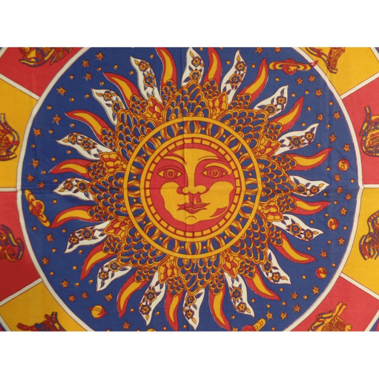 Tenture soleil et lune astro bleu/rouge/jaune