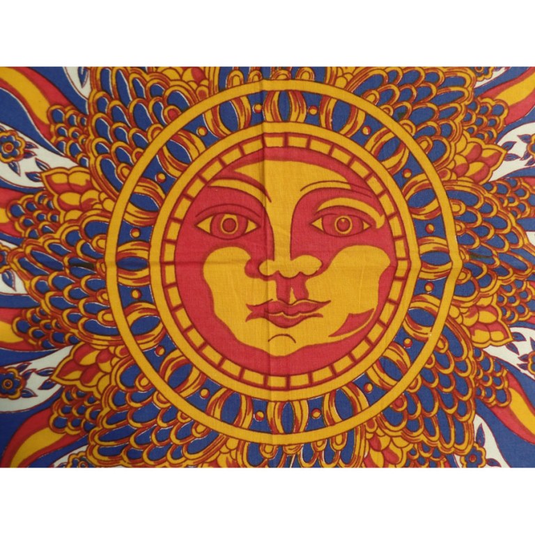 Tenture soleil et lune astro bleu/rouge/jaune