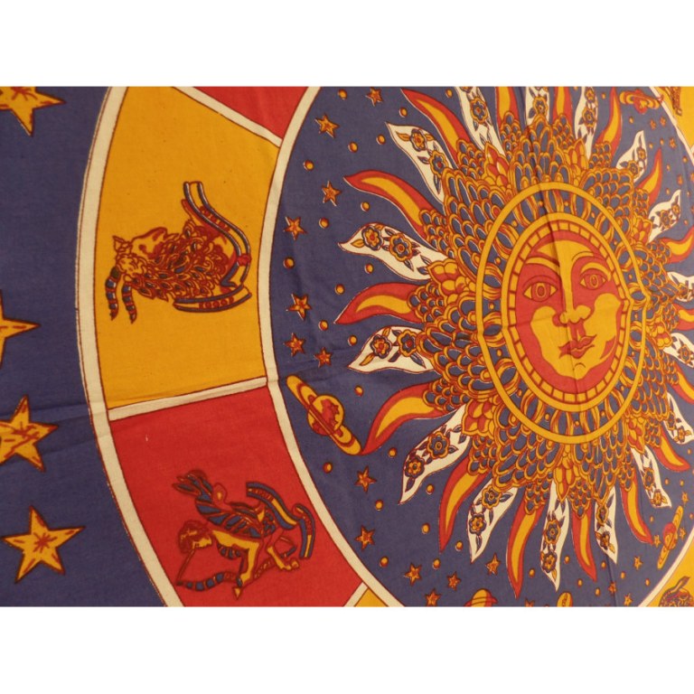 Tenture soleil et lune astro bleu/rouge/jaune