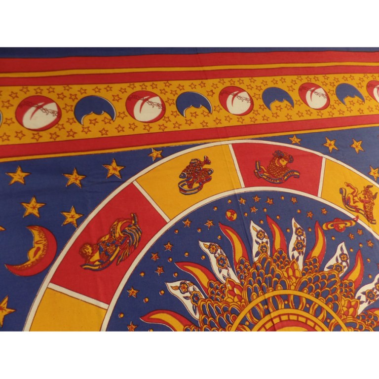 Tenture soleil et lune astro bleu/rouge/jaune