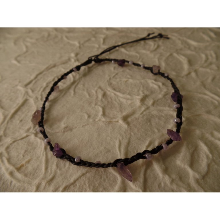 Bracelet cheville hin noir/mauve