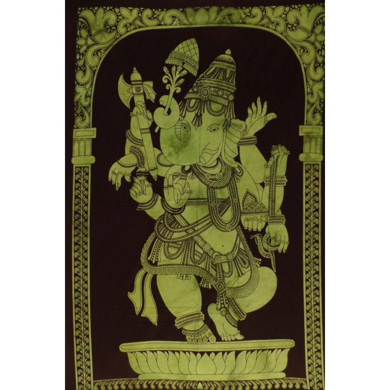 Petite tenture noire/vert Ganesh debout