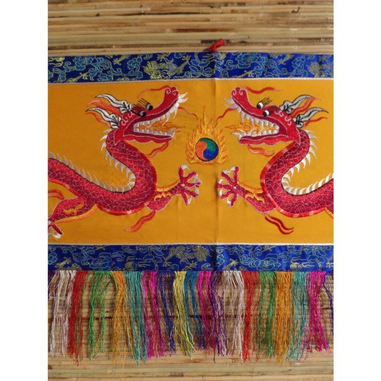 Broderie tibétaine les 2 dragons rouges