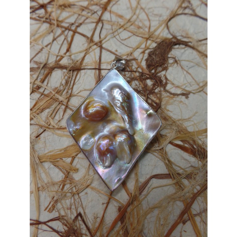 Pendentif triangle double face en nacre