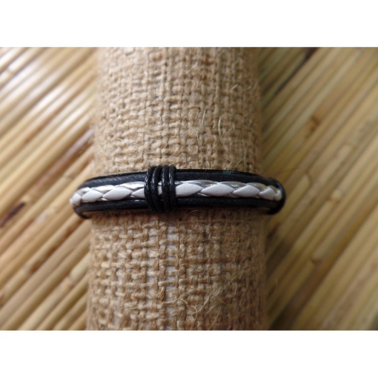 Bracelet noir tresse blanc/argent