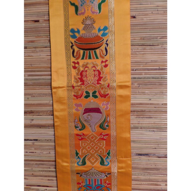Broderie tibétaine jaune or Astamangala