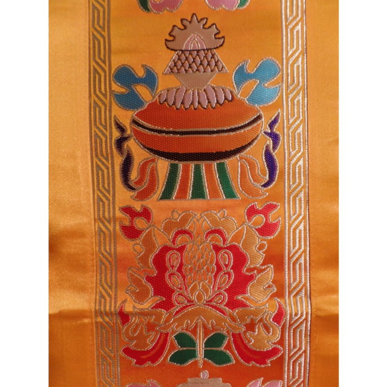 Broderie tibétaine jaune or Astamangala