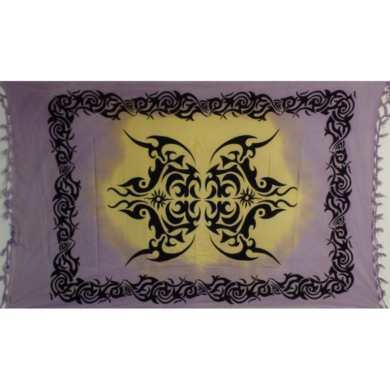 Tenture tribal tatoo mauve/jaune