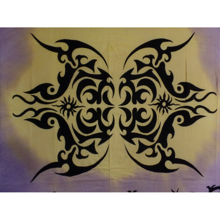 Tenture tribal tatoo mauve/jaune