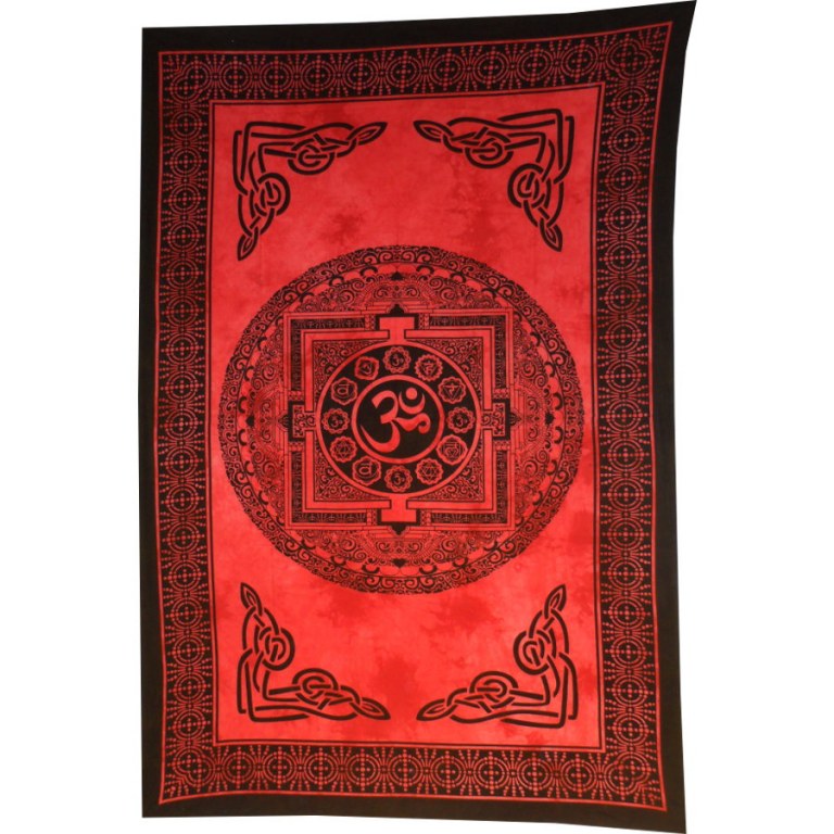 Tenture mandala Aum rouge