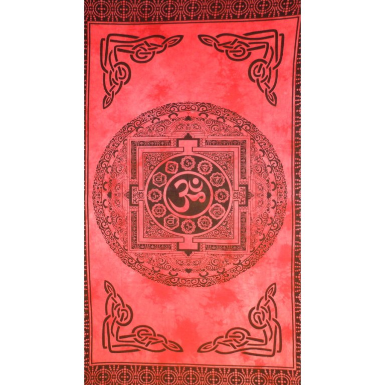 Tenture mandala Aum rouge