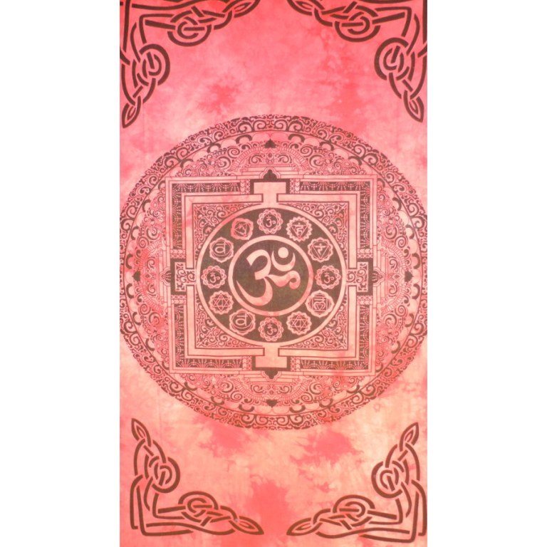 Tenture mandala Aum rouge