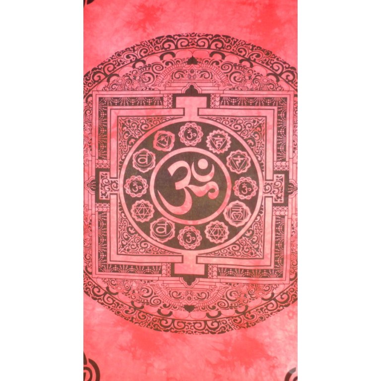 Tenture mandala Aum rouge