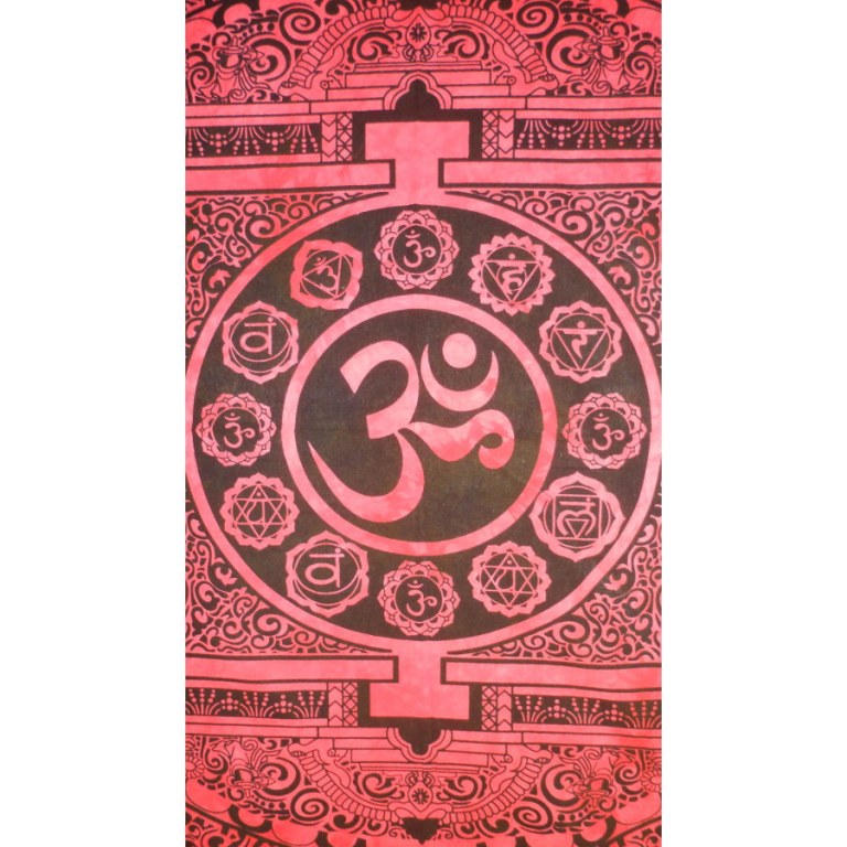 Tenture mandala Aum rouge