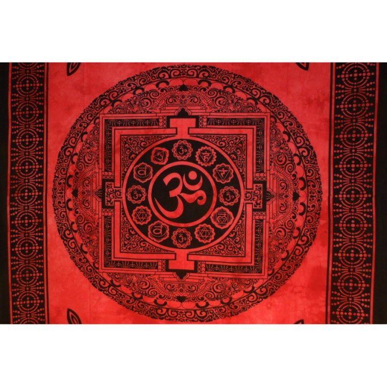 Tenture mandala Aum rouge