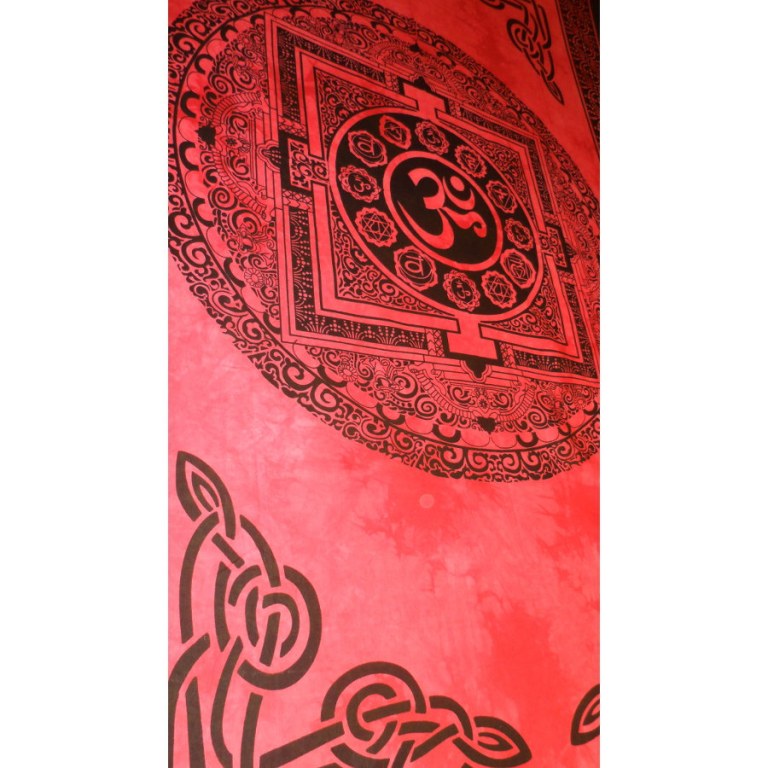 Tenture mandala Aum rouge