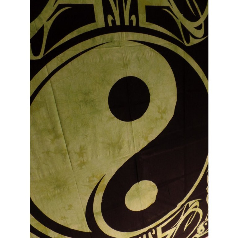 Tenture yin yang noir/vert