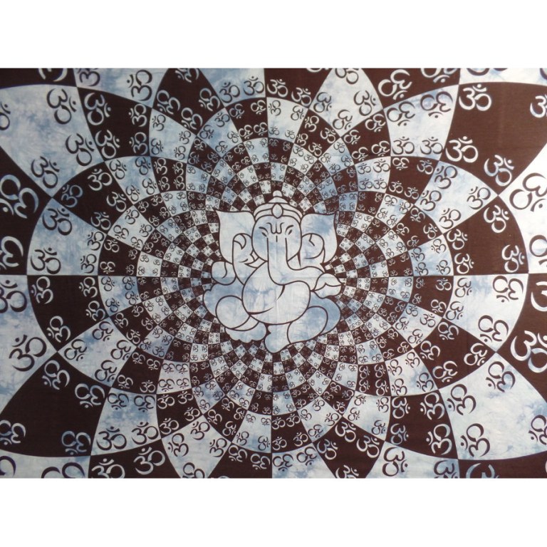 Tenture Ganesh lotus aum bleu