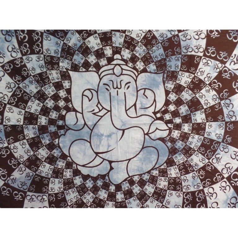 Tenture Ganesh lotus aum bleu