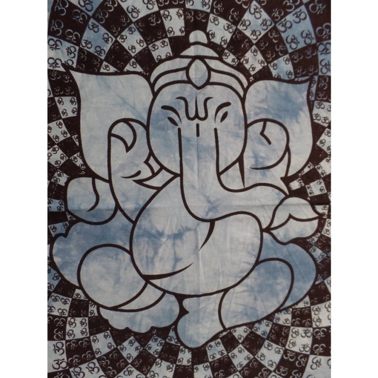 Tenture Ganesh lotus aum bleu