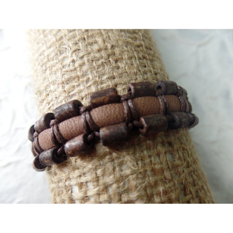 Bracelet manik kayu marron 