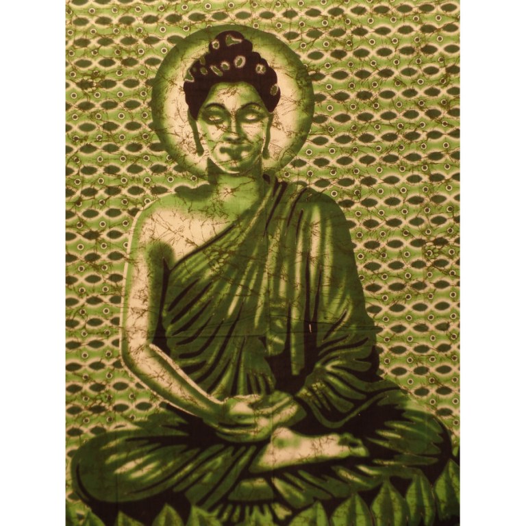 Tenture Buddha zen vert marbré