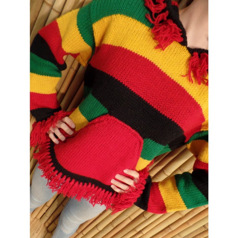 Pull Otaki rasta capuche à pompon