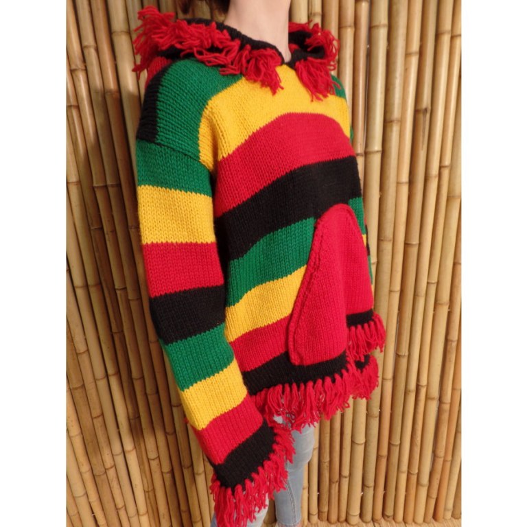 Pull Otaki rasta capuche à pompon