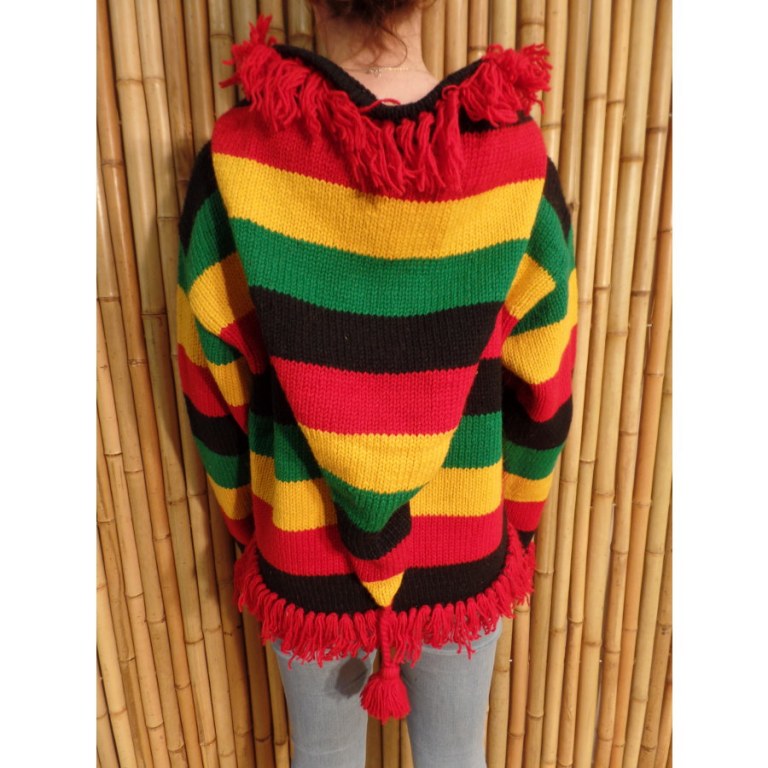 Pull Otaki rasta capuche à pompon