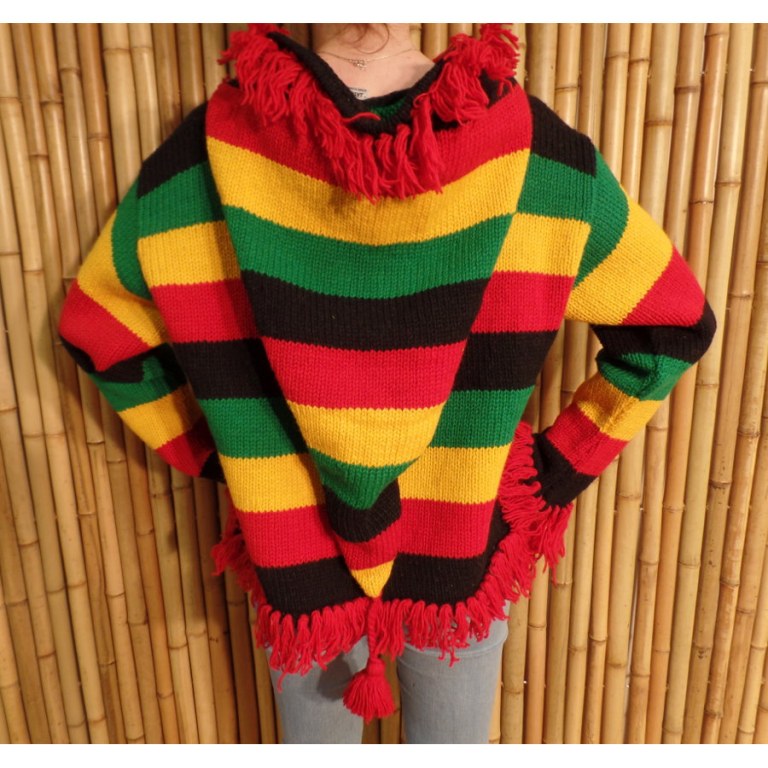 Pull Otaki rasta capuche à pompon